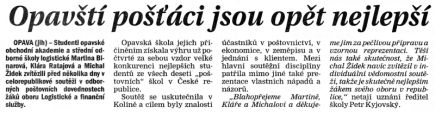 Opavští pošťáci jsou opět nejlepší